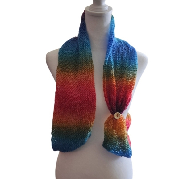 Hand knit Rainbow Crochet Magic Ball Wrap Handmade Multiway Scarf Hat Shaw Vest - Picture 9 of 17
